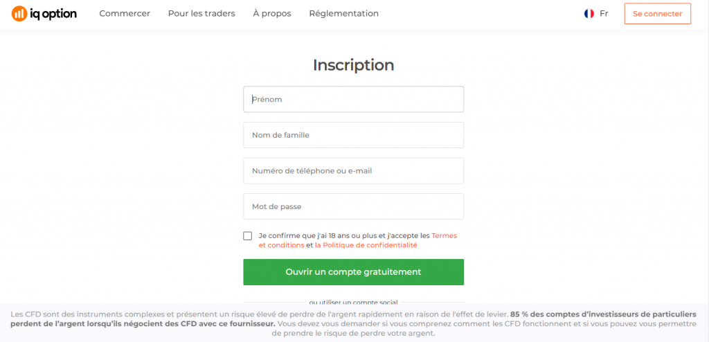 inscription iq option